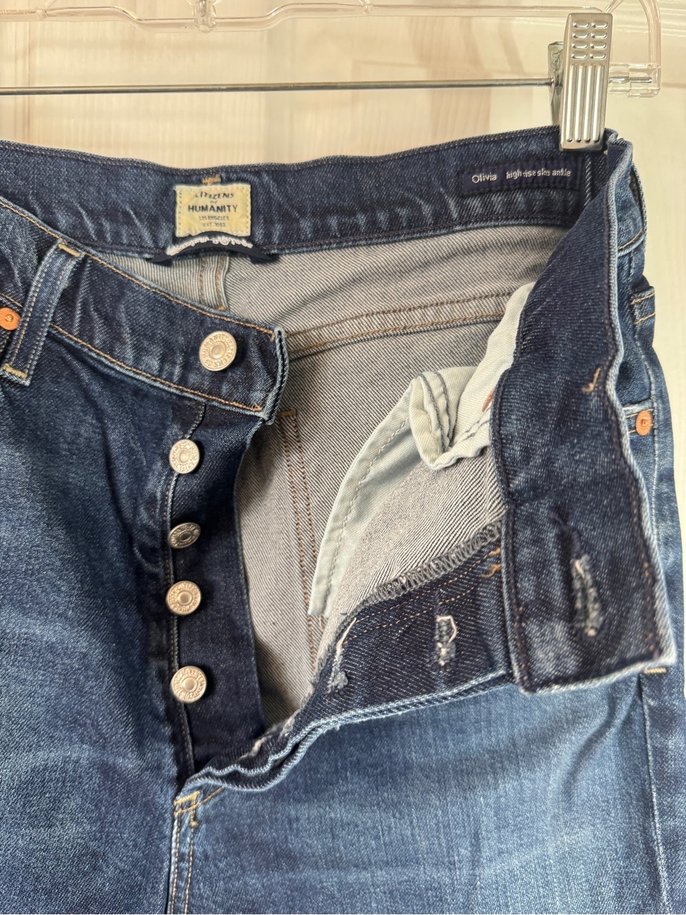 Citizens Of Humanity Olivia Dark Indigo Button-Fly Slim Straight Jeans